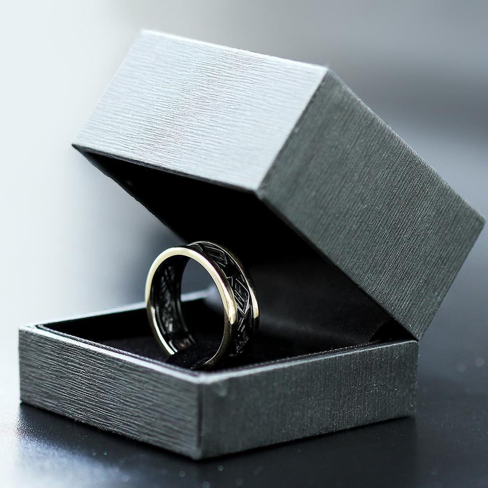 Mash gold with black Rhodium man's ring