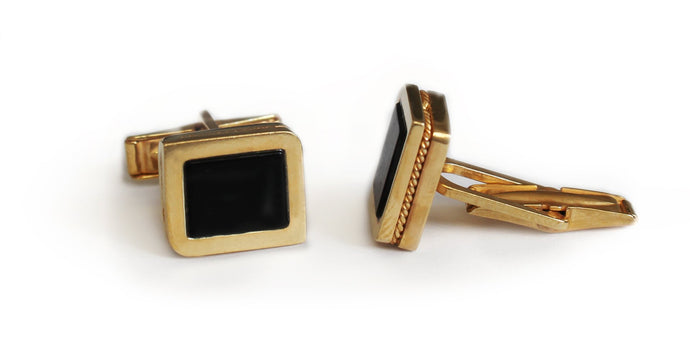 cufflinks with black Onyx gemstone handmade filigree decoration 