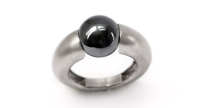 Black Hematite ring with unique black stone
