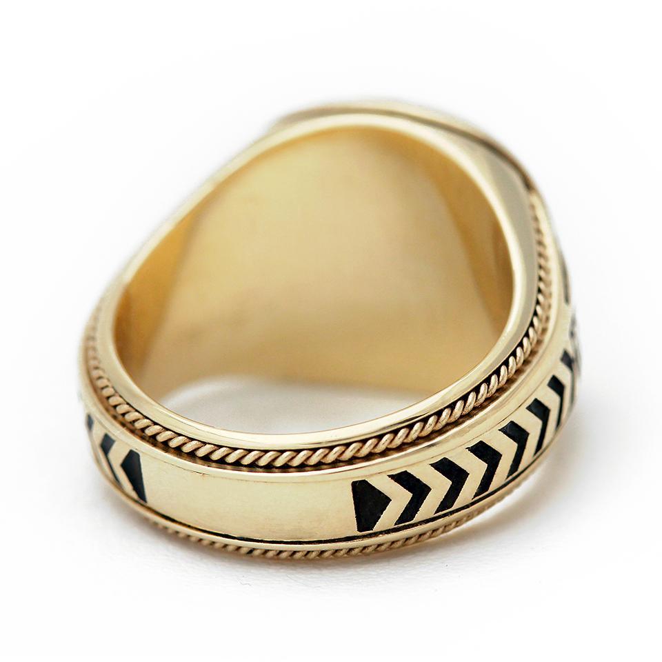 black enamel and black Rhodium plating filigree decorated band for men