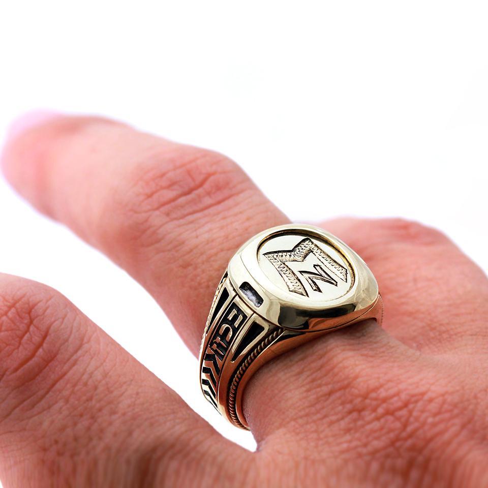 black enamel and black Rhodium plating filigree decorated band for men