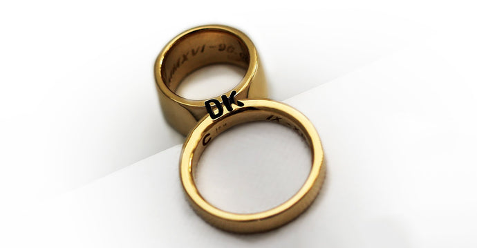 gold ring set engraved with your own initials