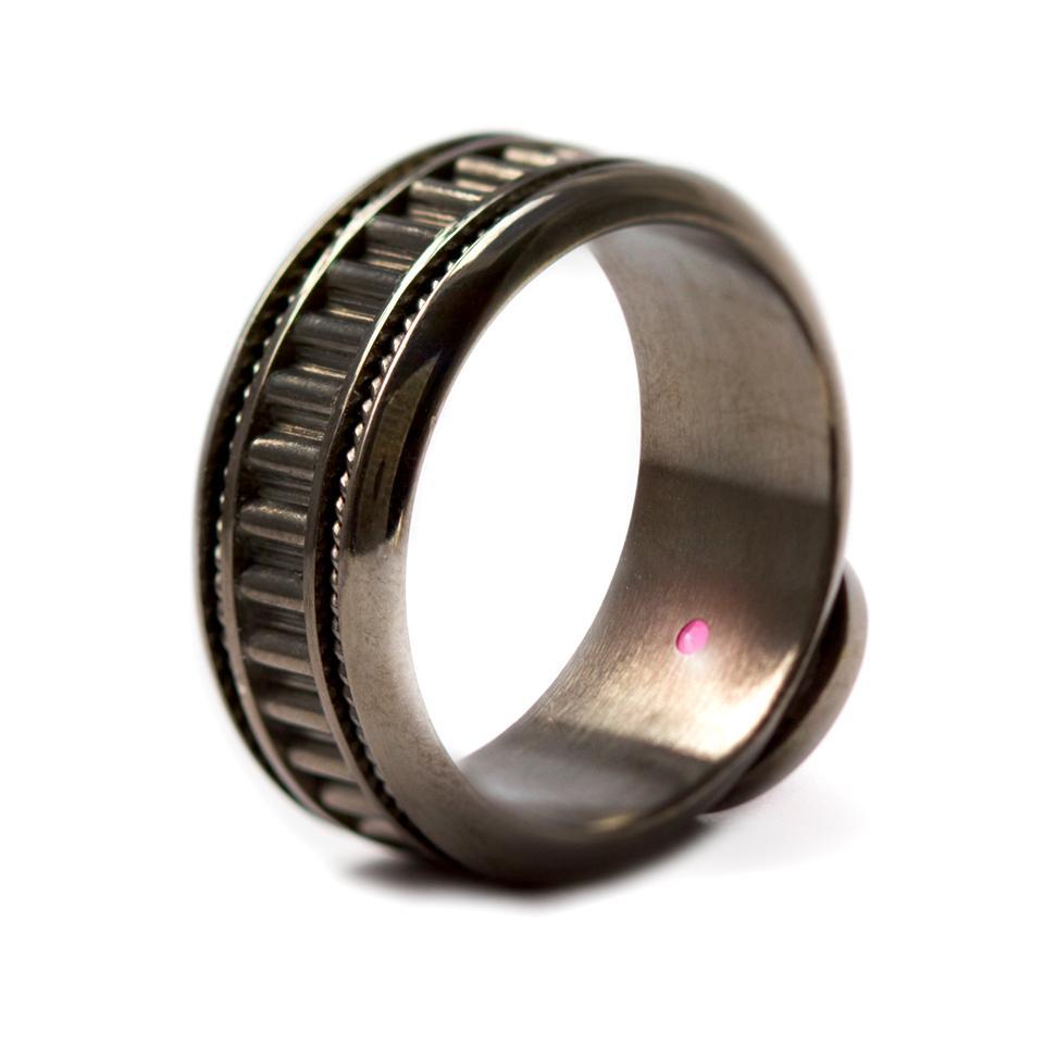 Red Topaz gemstone in gold or sterling silver men's wedding band