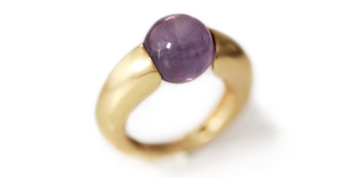 Statement Ring in Sterling Silver or gold Ring, Unique solitary ring with purple Amethyst gemstone, the new best gift for women