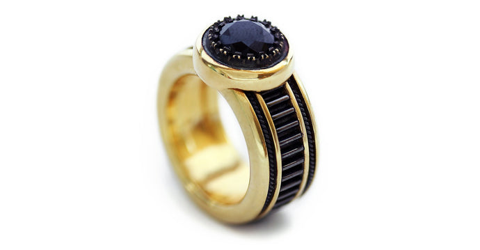 silver or gold combined with black Spinel gemstone