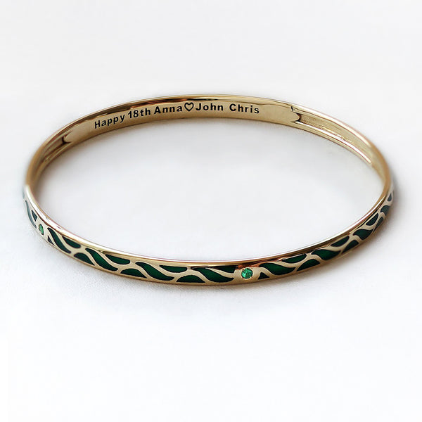 Emerald Gold Enamel Bangle