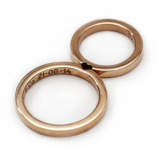 Rose Gold Heart Wedding Set
