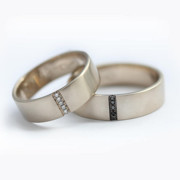 Black White Diamond Heart Rings
