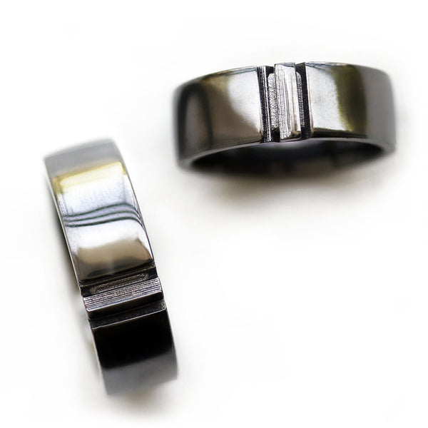 Black Star and Moon Ring Set
