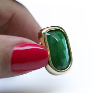 Unique Natural Emerald Engagement Ring