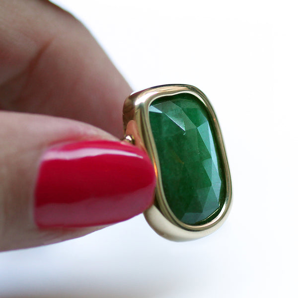 Unique Natural Emerald Engagement Ring