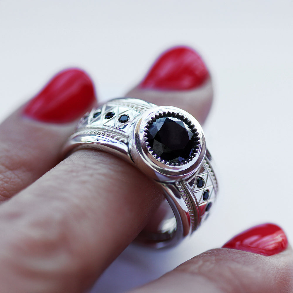 Bold Black Spinel Statement Ring