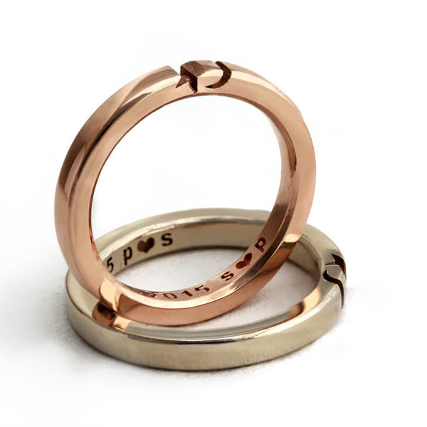Two-Tone Moon & Star Ring Set