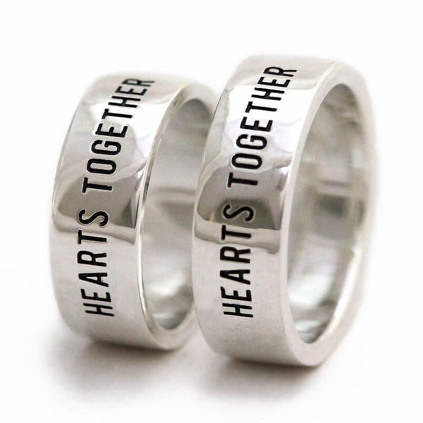 Engraved Heart Sterling Silver Rings