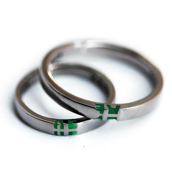 Custom Initials & Colorful Enamel Wedding Bands