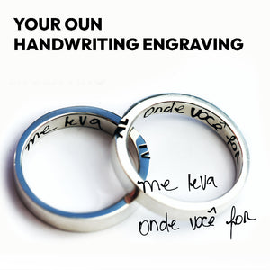 Custom Handwriting Wedding Ring Set