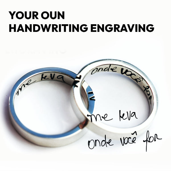 Custom Handwriting Wedding Ring Set