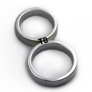 Cadi personalized promise rings with custom initials revealed when the matching bands meet