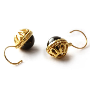 Black Onyx Gold Filigree Earrings