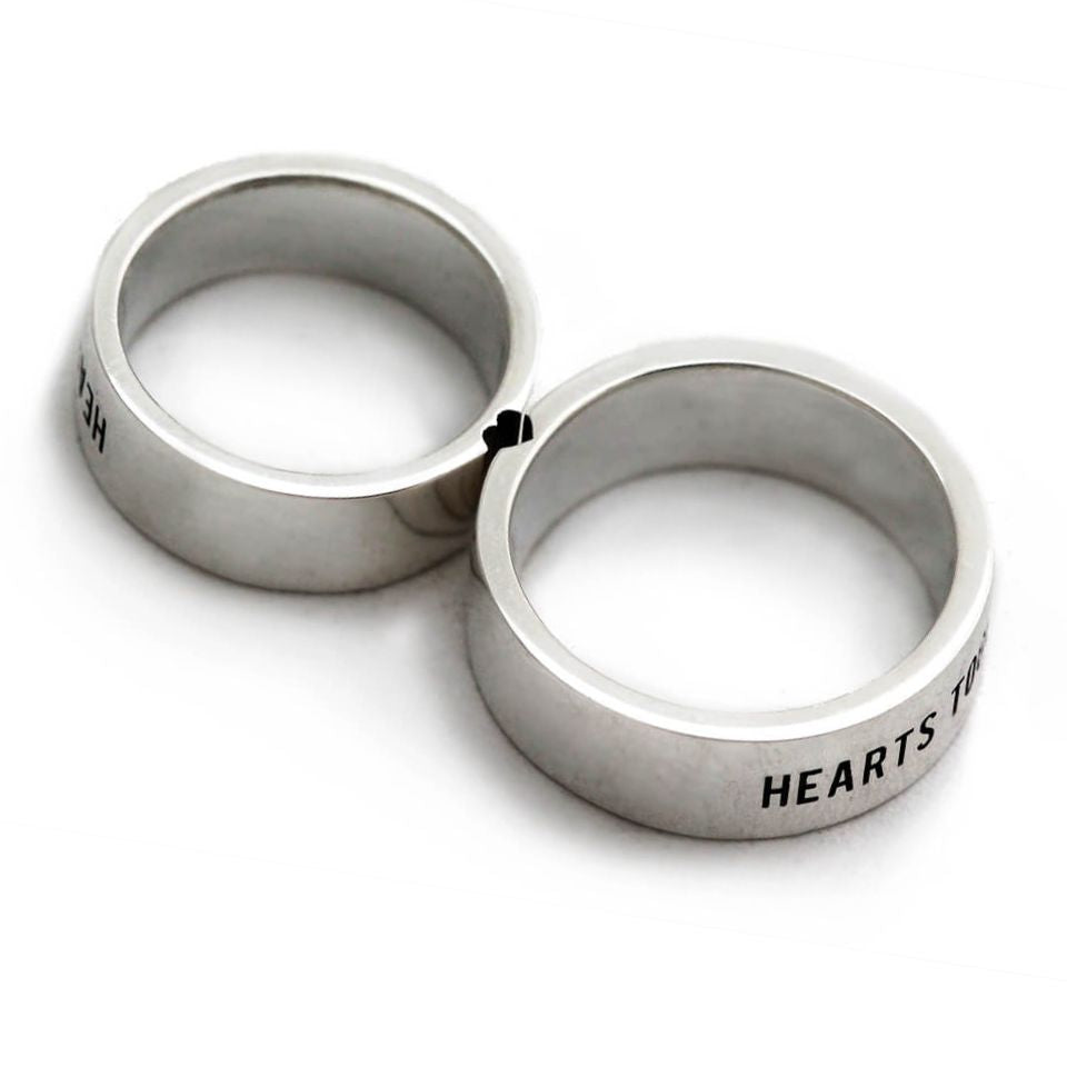 Cadi 925 sterling silver couple rings with custom engraving and a hidden heart