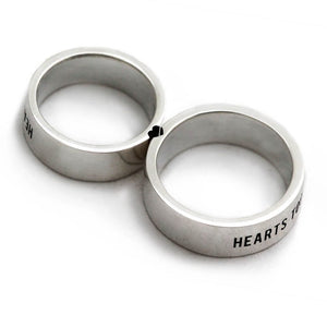 Cadi 925 sterling silver couple rings with custom engraving and a hidden heart