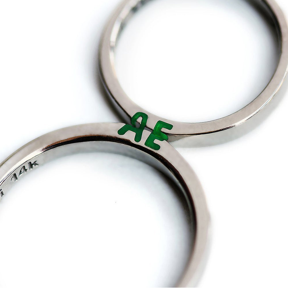 Custom Initials & Colorful Enamel Wedding Bands