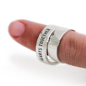Engraved Heart Sterling Silver Rings