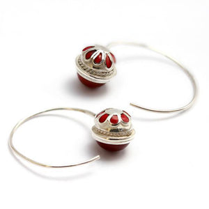Sterling Silver Carnelian Hoop Earrings