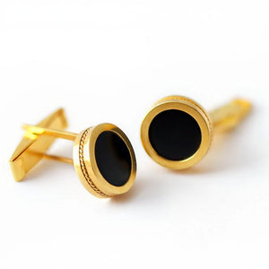 BOXY TWINS - Filigree Gold Onyx Cufflinks Handmade