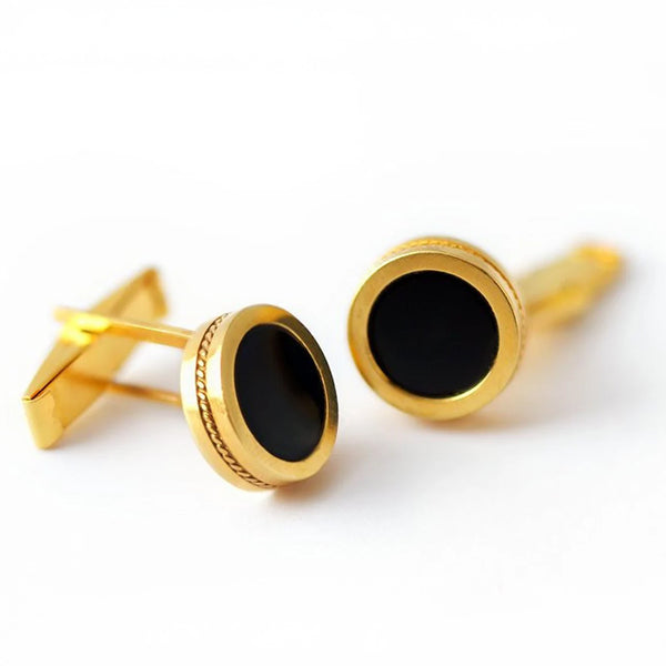 BOXY TWINS - Filigree Gold Onyx Cufflinks Handmade