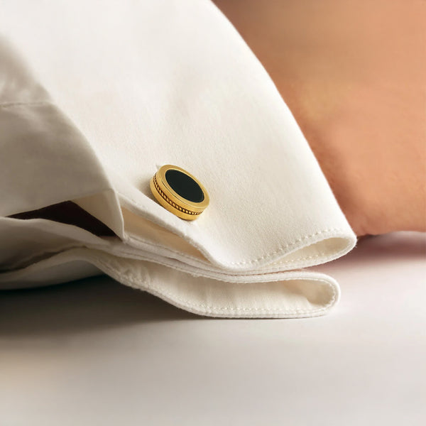 BOXY TWINS - Filigree Gold Onyx Cufflinks Handmade