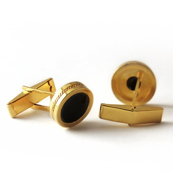 BOXY TWINS - Filigree Gold Onyx Cufflinks Handmade