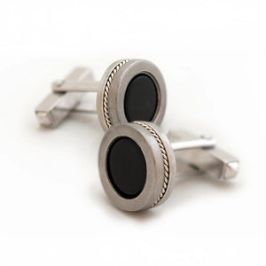 BOXY TWINS - Silver Onyx Filigree Cufflinks
