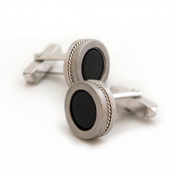 BOXY TWINS - Silver Onyx Filigree Cufflinks