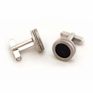 BOXY TWINS - Silver Onyx Filigree Cufflinks