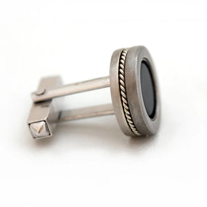 BOXY TWINS - Silver Onyx Filigree Cufflinks