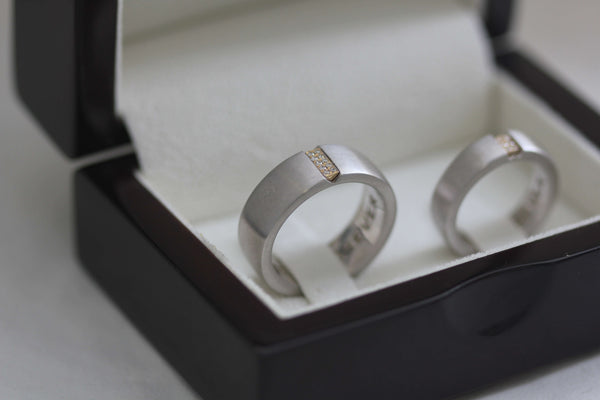 Two Tone Wedding Rings with Diamonds