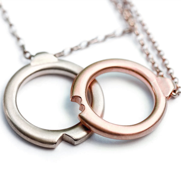 Gold Split Heart Necklace Set