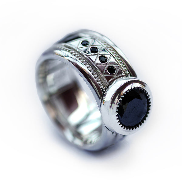 Bold Black Spinel Statement Ring