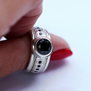 Bold Black Spinel Statement Ring