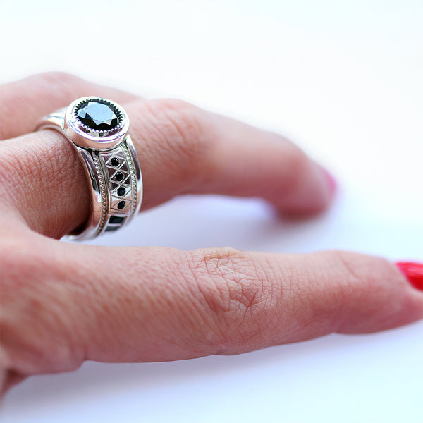Bold Black Spinel Statement Ring