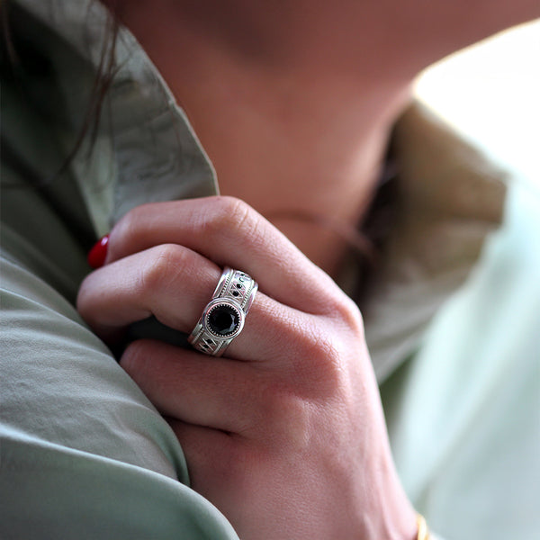 Bold Black Spinel Statement Ring