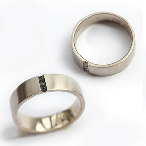 Black White Diamond Heart Rings