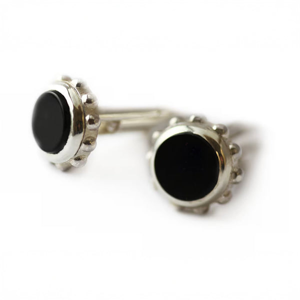 Gold Onyx Cufflinks Beaded Design