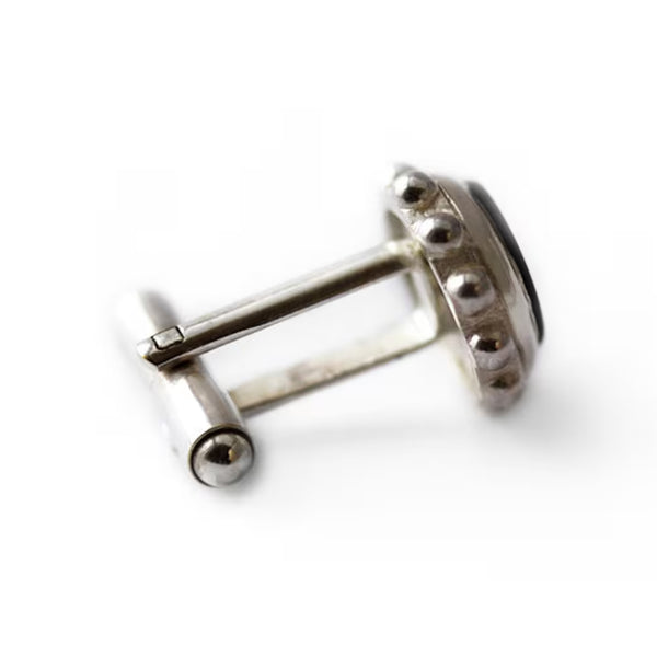 Gold Onyx Cufflinks Beaded Design