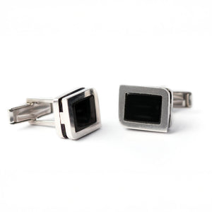 Black Silver Onyx Cufflinks with Enamel