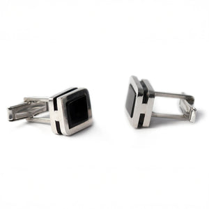 Black Silver Onyx Cufflinks with Enamel