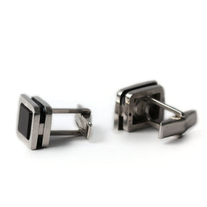 Black Silver Onyx Cufflinks with Enamel