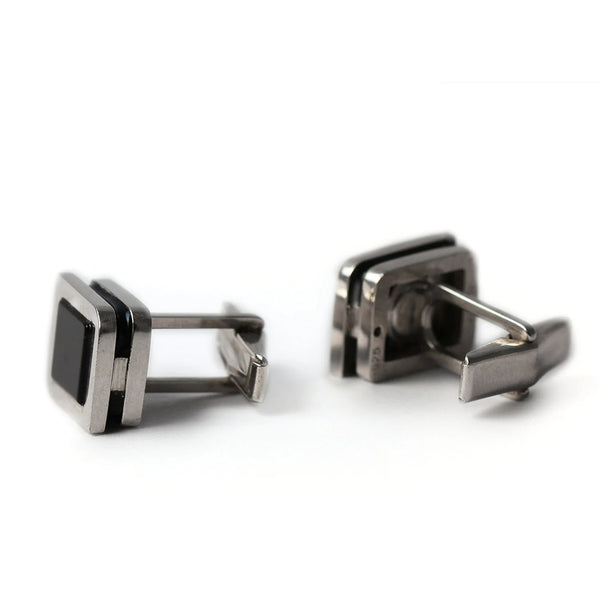 Black Silver Onyx Cufflinks with Enamel
