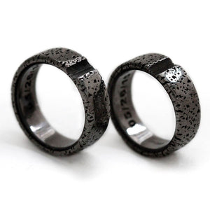 Textured Black Wedding Rings